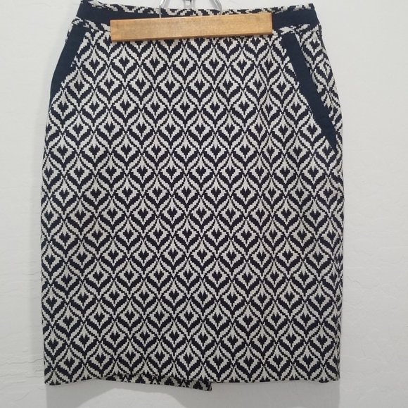 The Limited Geometric Blue and White Print Pencil Skirt - Picture 8 of 16